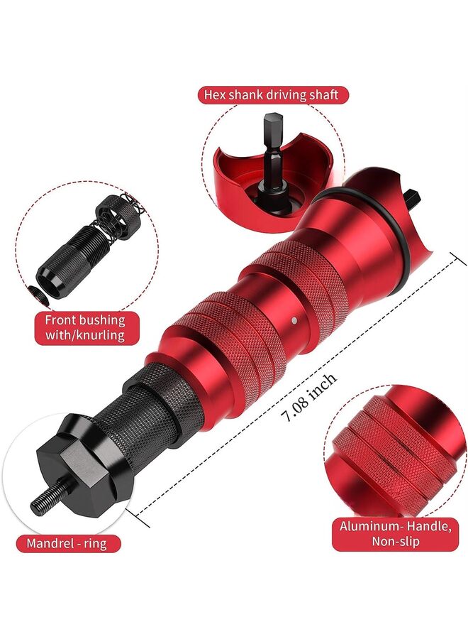 يُسلِّم مجموعة محولات مثقاب كهربائي لاسلكي، مسدس برشام كهربائي، صواميل برشام، تتضمن 10 قطع من المندريل، وحقيبة حمل متينة. - Image 2